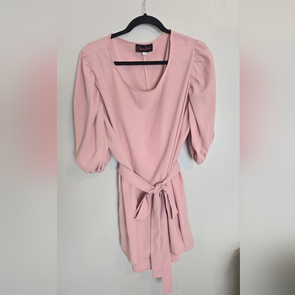 Blush Pink Puff Sleeve Long Tunic Style Blouse Sizw 20W